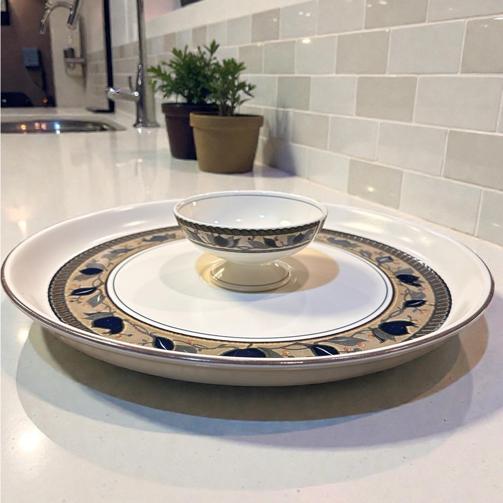 NEW Mikasa Arabella Chip and Dip Set 14.5" Platter & Bowl NWOB